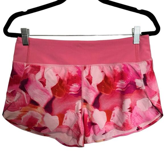 Athleta Run With It Shorts Activewear Mid Rise Floral Pink Size Small - Picture 4 of 10